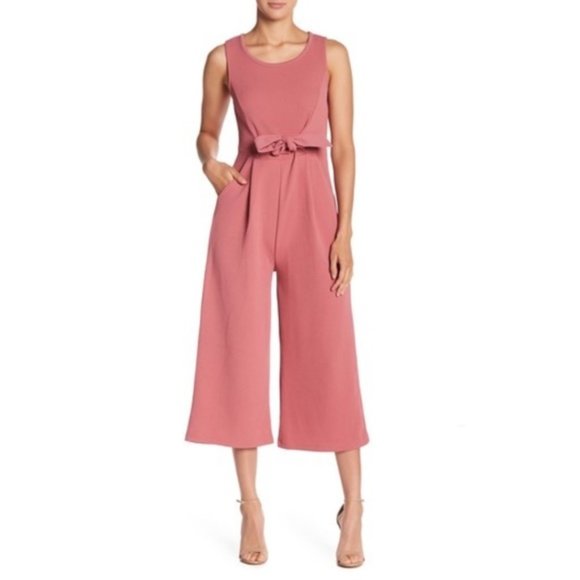 Romeo & Juliet Couture Pants - Romeo + Juliet Jumpsuit Scoop Neck Pink Wide Leg